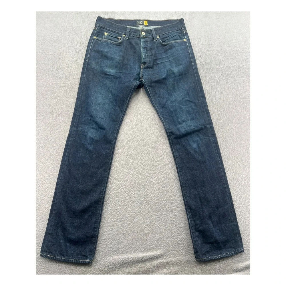 J.Crew 484 Slim Fit Jeans Mens 32x32 Dark Indigo Blue 100% Cotton Button Fly